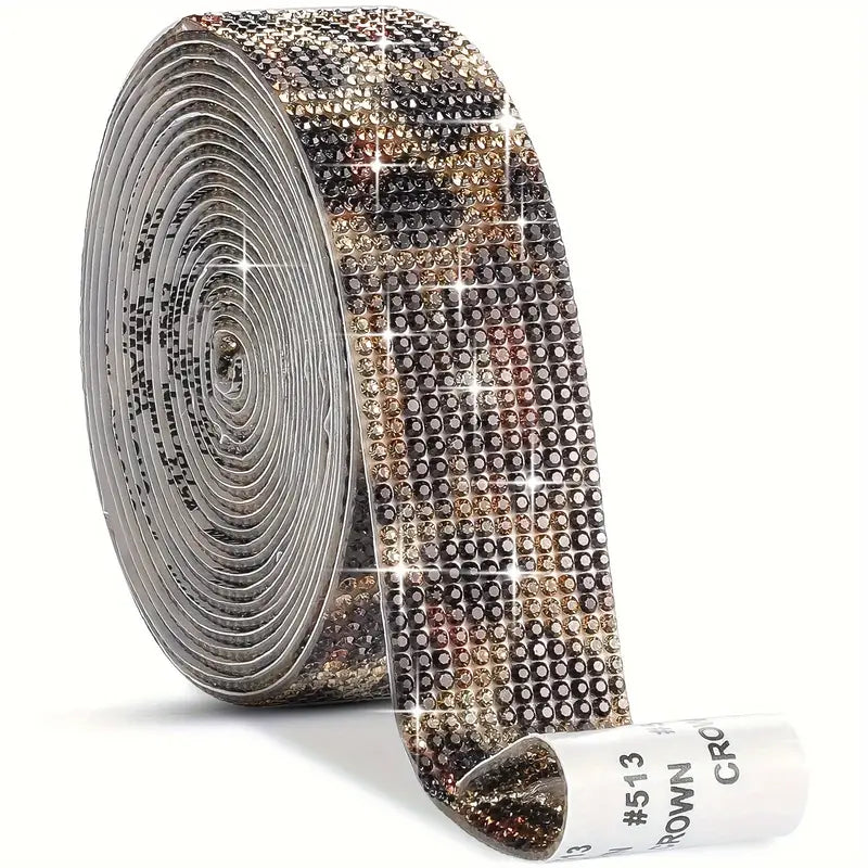 Adhesive Rhinestone Ribbon Roll - Perfect for DIY Crafts, Phone & Car Decorations, Jewelry Crafting, and Holiday Embellishments