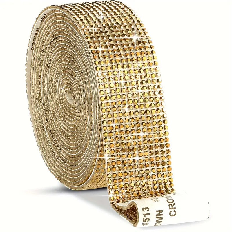 Adhesive Rhinestone Ribbon Roll - Perfect for DIY Crafts, Phone & Car Decorations, Jewelry Crafting, and Holiday Embellishments