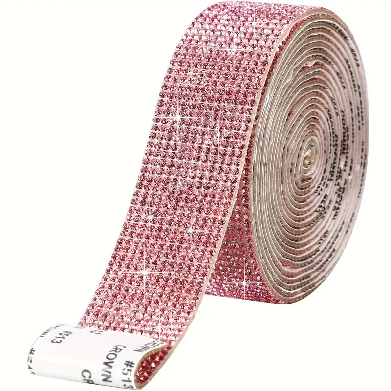 Adhesive Rhinestone Ribbon Roll - Perfect for DIY Crafts, Phone & Car Decorations, Jewelry Crafting, and Holiday Embellishments