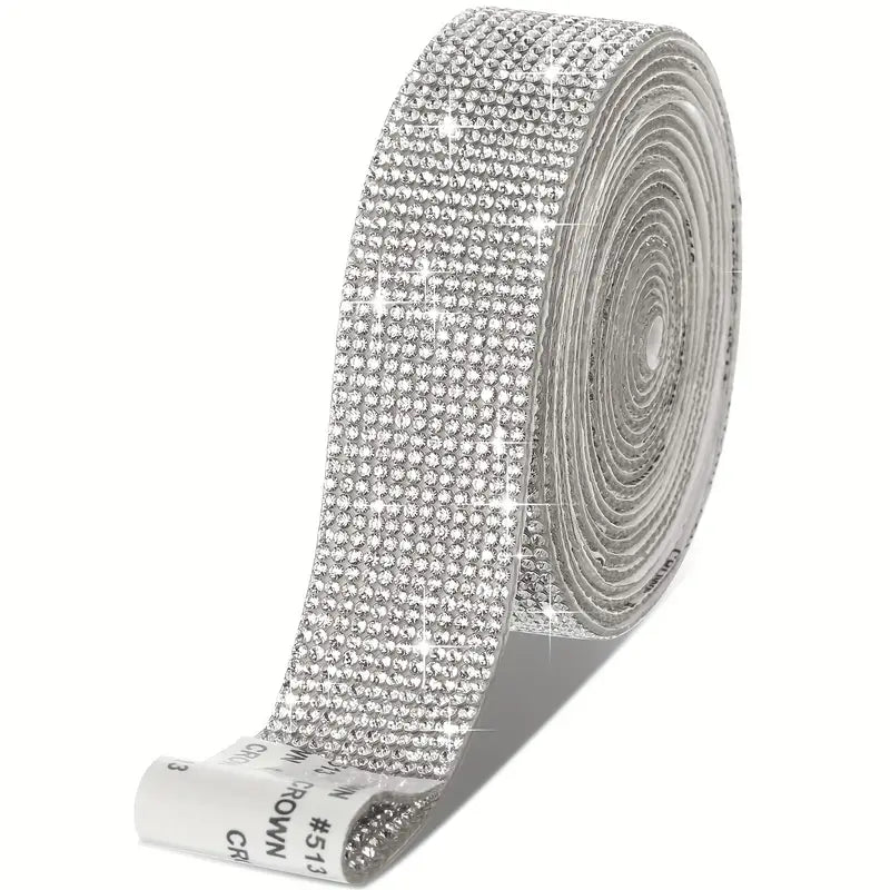 Adhesive Rhinestone Ribbon Roll - Perfect for DIY Crafts, Phone & Car Decorations, Jewelry Crafting, and Holiday Embellishments